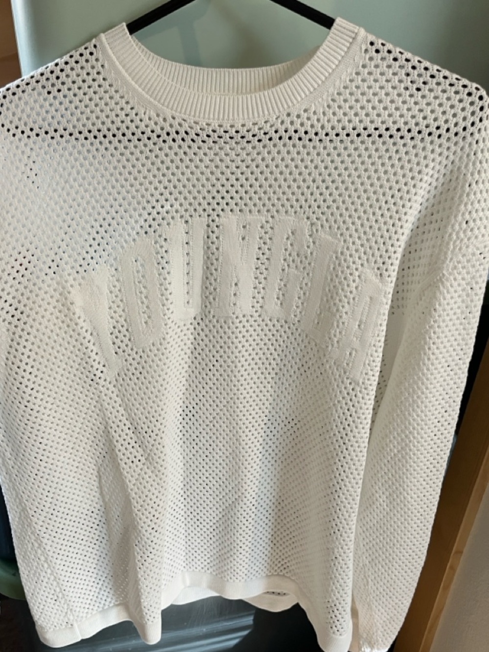 YoungLA White Open-Weave Crewneck Sweater